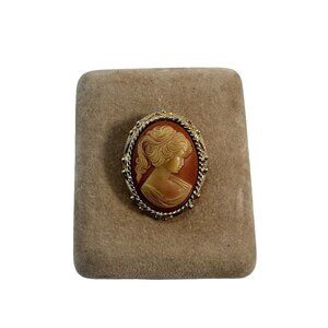 Vintage Sarah Coventry Gold Tone Victorian Lady Cameo Pendant Brooch Pin